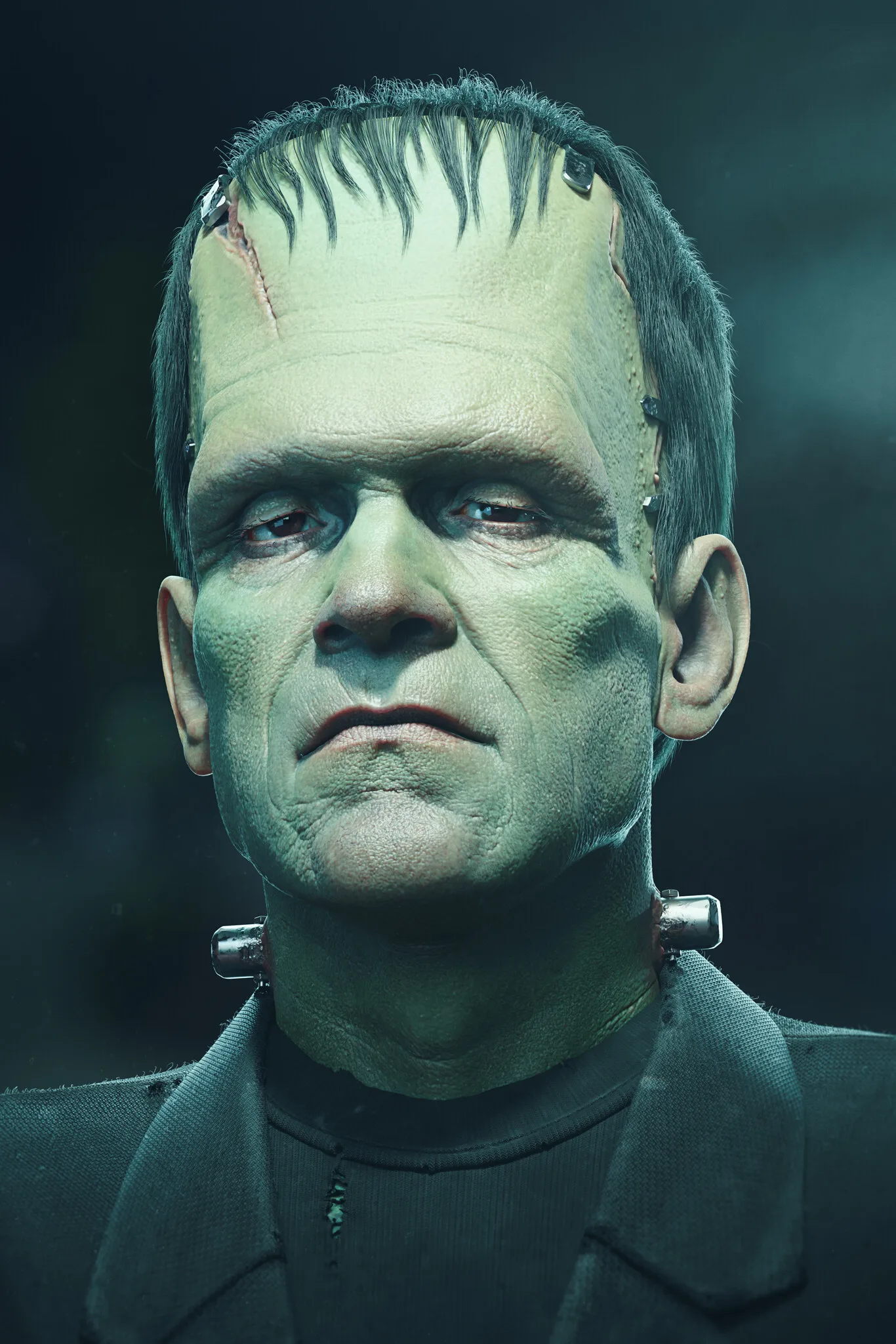 Frankenstein's Monster photoreal 3D character sculpture for film and VFX by Anna Schmelzer