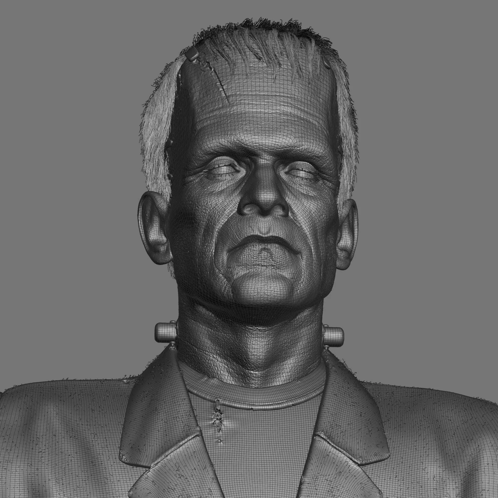 Wire render of Frankenstein's Monster by Anna Schmelzer