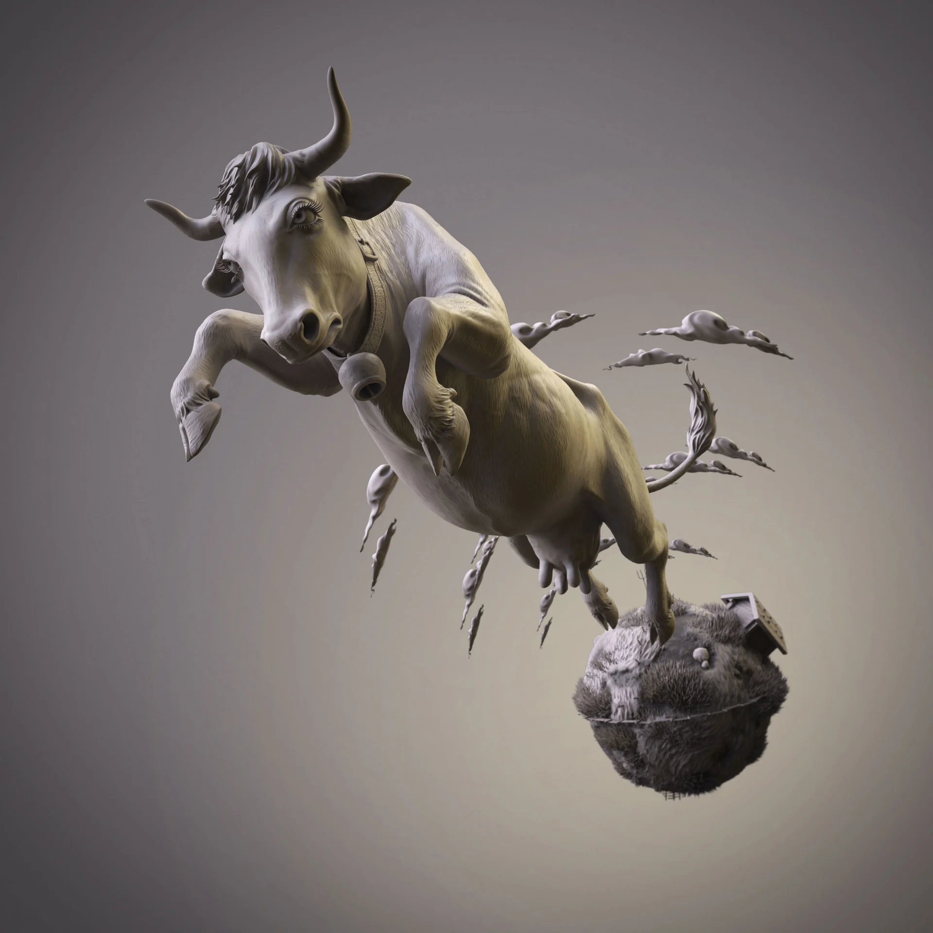 Jumping Cow stylized character study by Anna Schmelzer