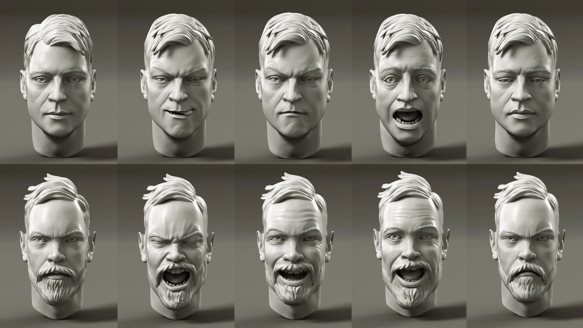 Facial-expression sheet for a Toyfight website character by Anna Schmelzer