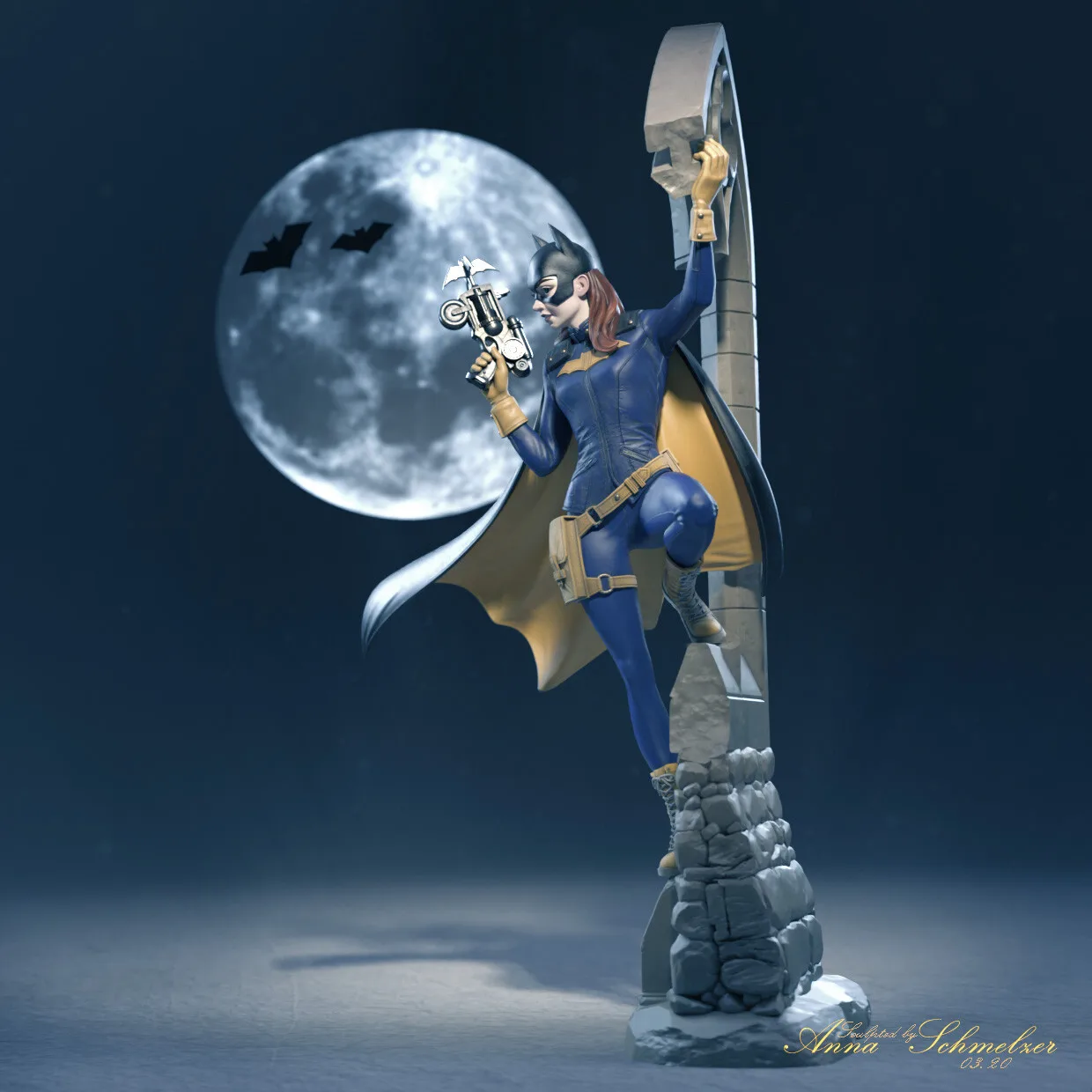 Batgirl fanart character sculpt in ZBrush by Anna Schmelzer