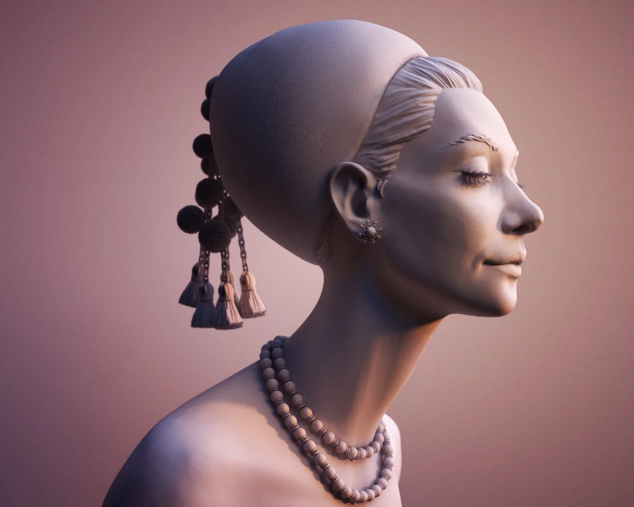 Audrey Hepburn likeness portrait sculpt in hero view by Anna Schmelzer