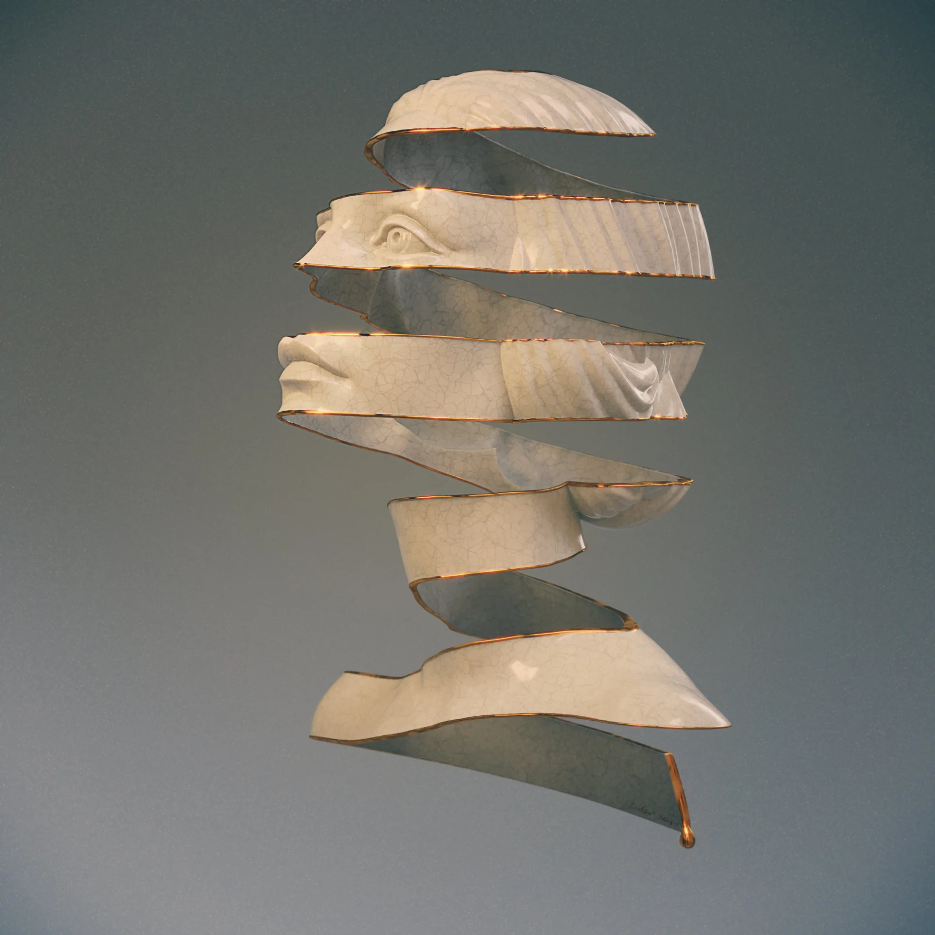 Escheresque abstract digital portrait sculpt in cool lighting by Anna Schmelzer