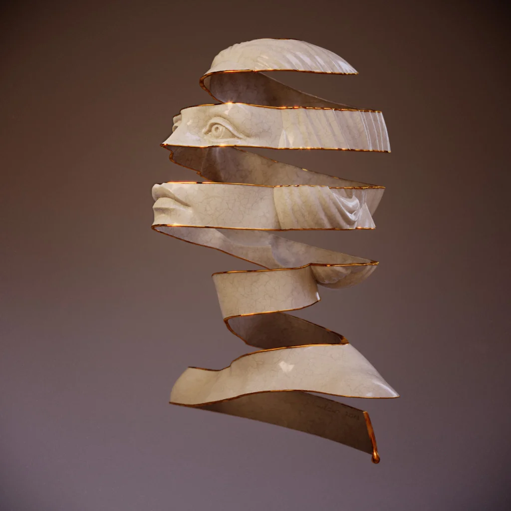 Escher-inspired fragmented portrait study by Anna Schmelzer