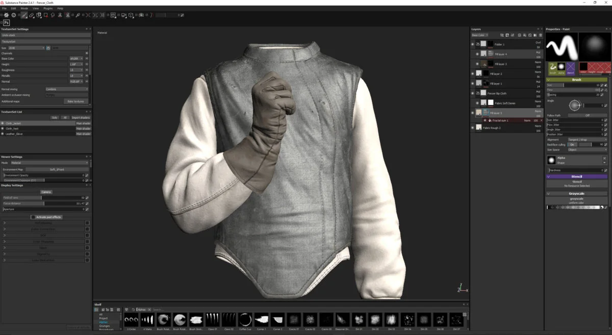 Cloth-texturing detail for the ZBrush Fencer game character by Anna Schmelzer