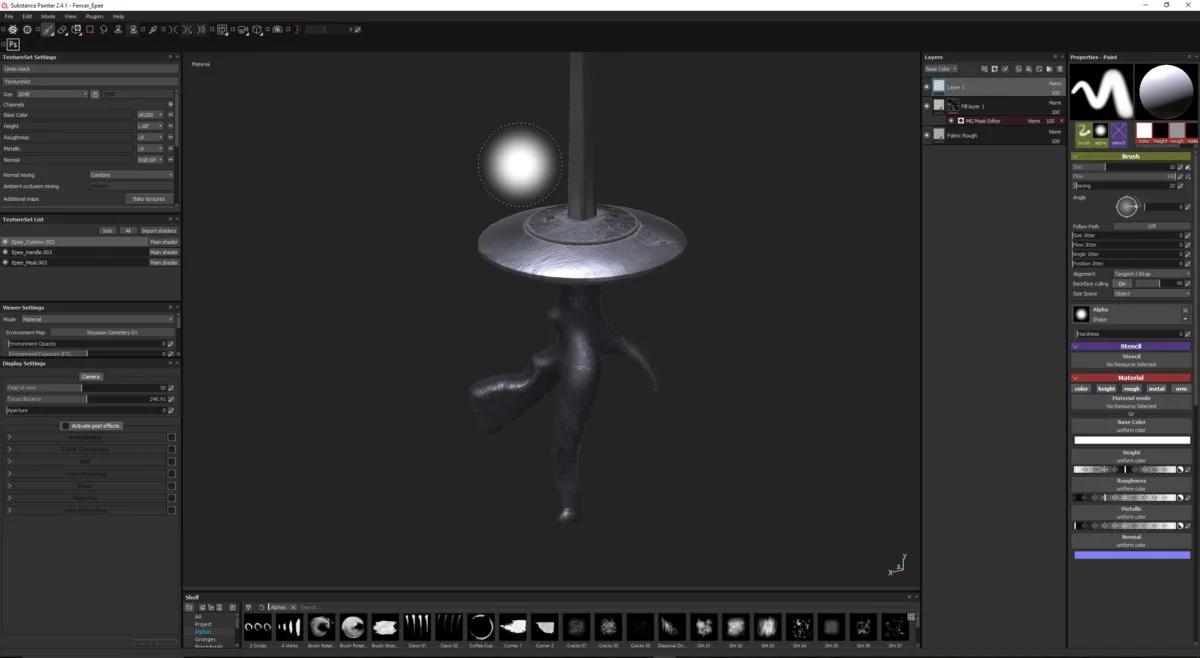 Epee-texturing detail for the ZBrush Fencer game character by Anna Schmelzer